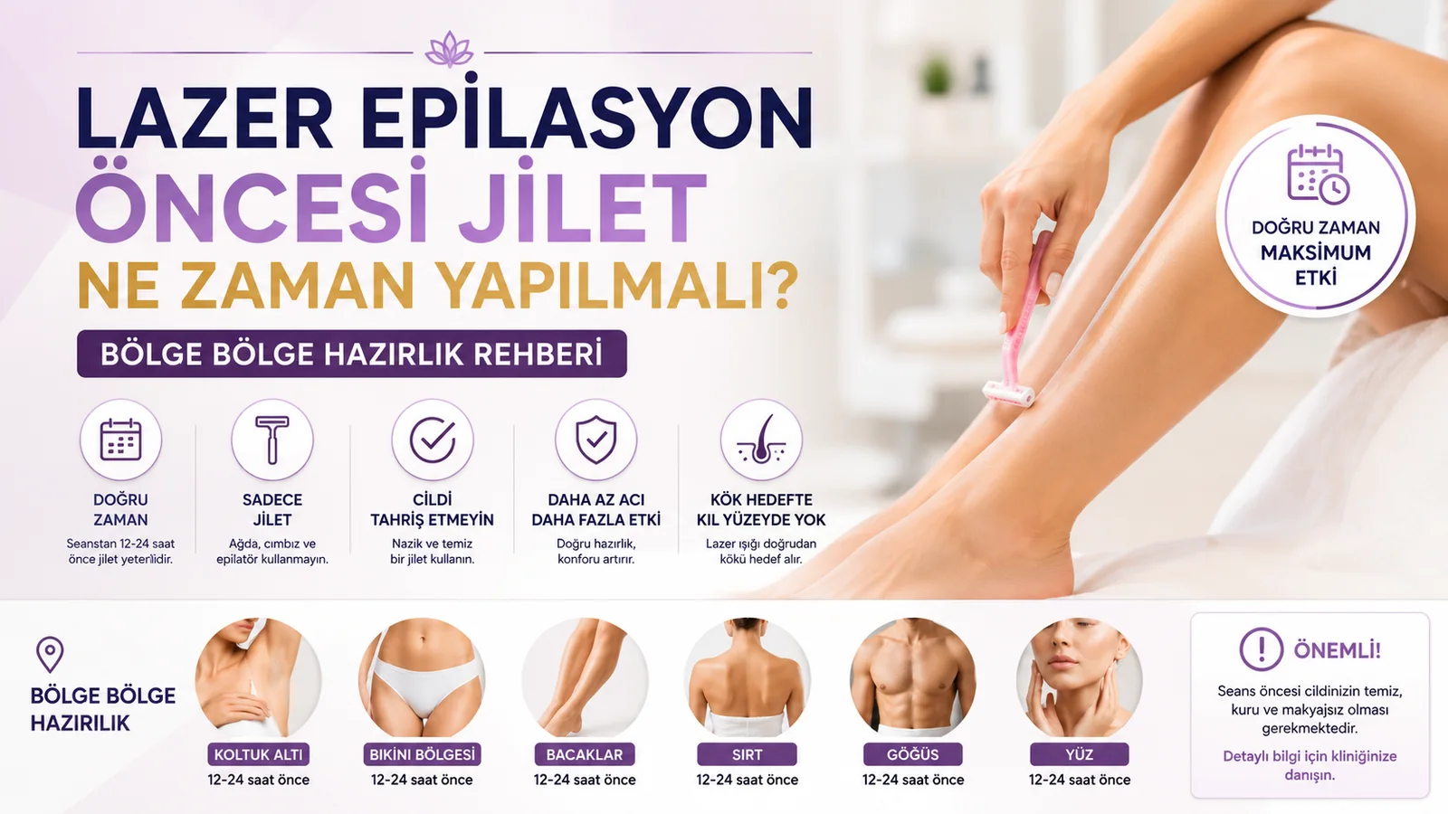 Lazer Epilasyon Öncesi Jilet Ne Zaman Yapılmalı? Bölge Bölge Hazırlık